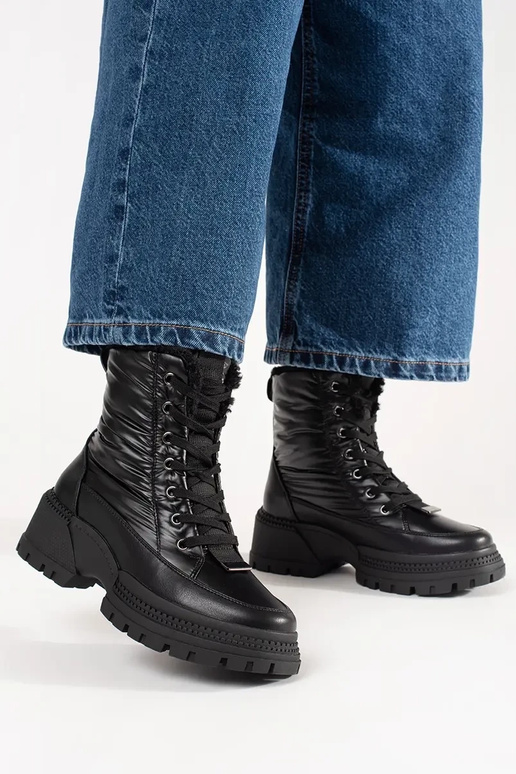 Schwarze Damen-Schneestiefel mit... Schwarze Damen-Schneestiefel mit...