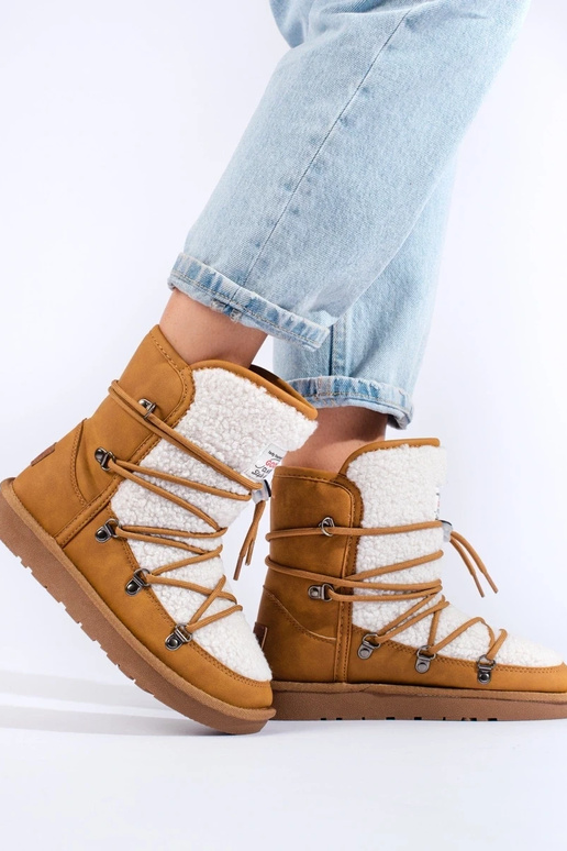 Warme kamelfarbene Damen-Schneestiefel Warme kamelfarbene Damen-Schneestiefel
