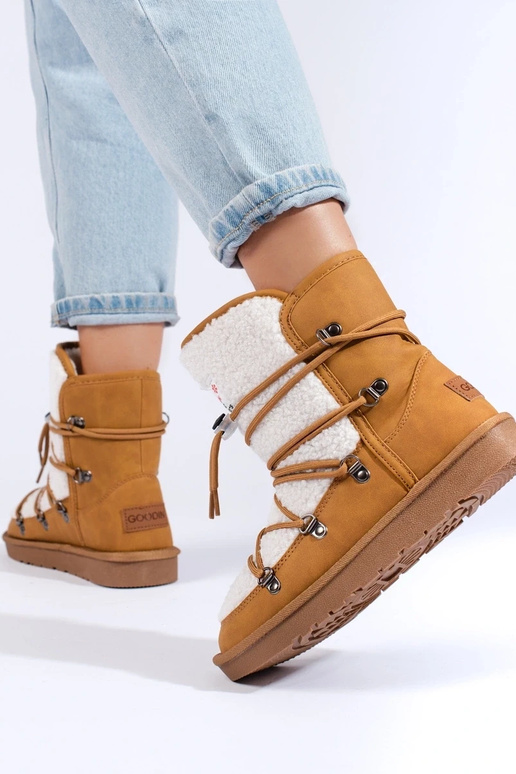 Warme kamelfarbene Damen-Schneestiefel Warme kamelfarbene Damen-Schneestiefel