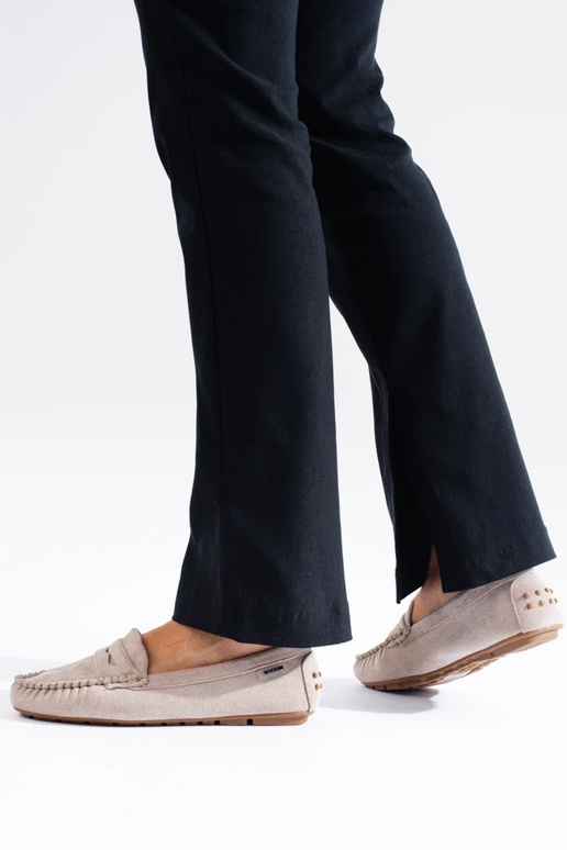 Wildleder-Damenmokassins Shelovet beige