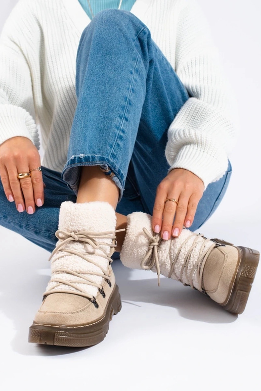 Damen-Schneestiefel in Beige mit...