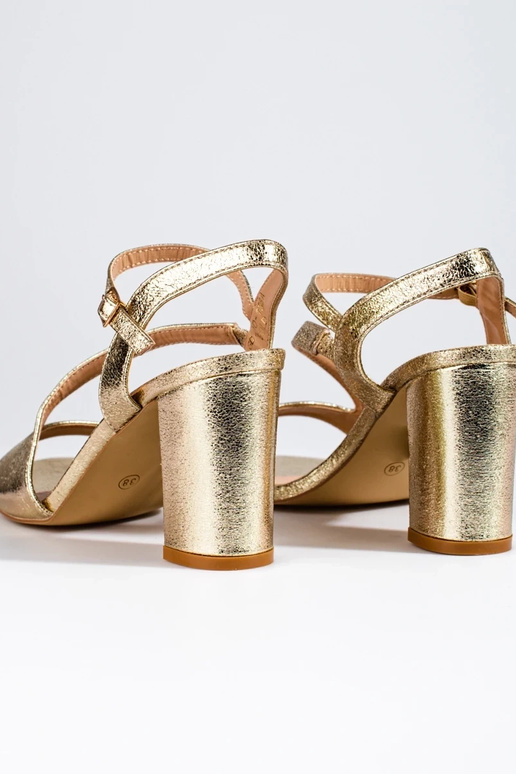 Elegante Damen Sandalen mit Absatz Gold Elegante Damen Sandalen mit Absatz Gold