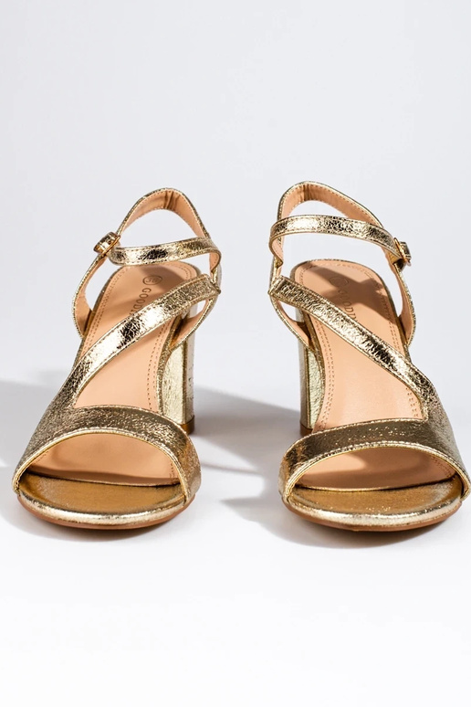 Elegante Damen Sandalen mit Absatz Gold Elegante Damen Sandalen mit Absatz Gold