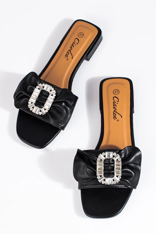 schwarze Hausschuhe mit Band Shelovet schwarze Hausschuhe mit Band Shelovet