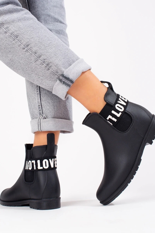 schwarze kurze Gummistiefel Shelovet