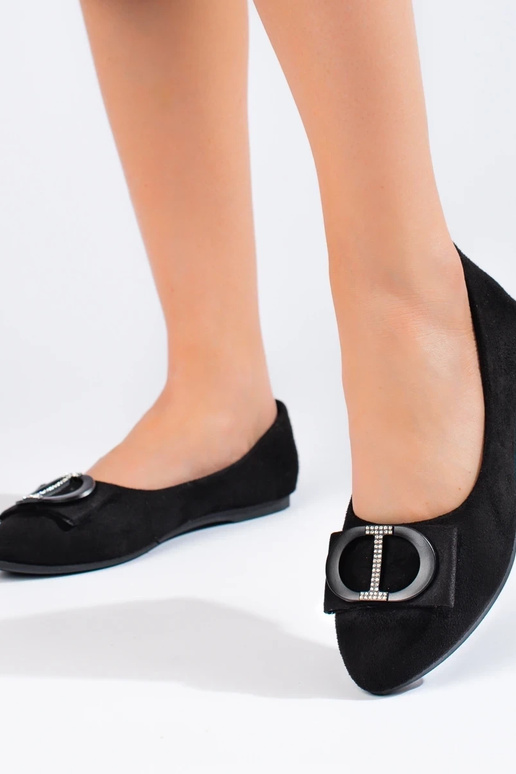 Schwarze Wildleder-Ballerinas mit... Schwarze Wildleder-Ballerinas mit...