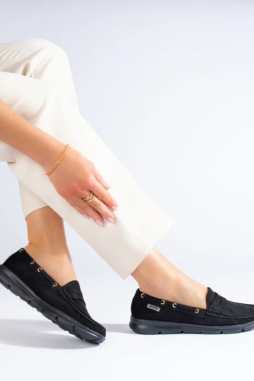 Shelovet Mokassins aus schwarzem...