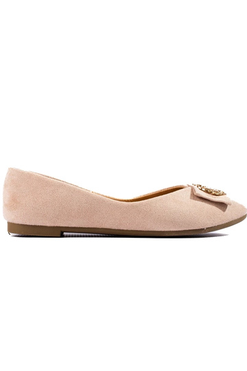 beige Wildleder-Ballerina...