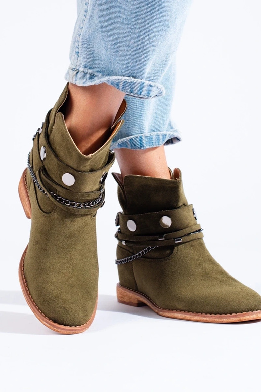 Damen-Keilschuhe aus Wildleder in Grün