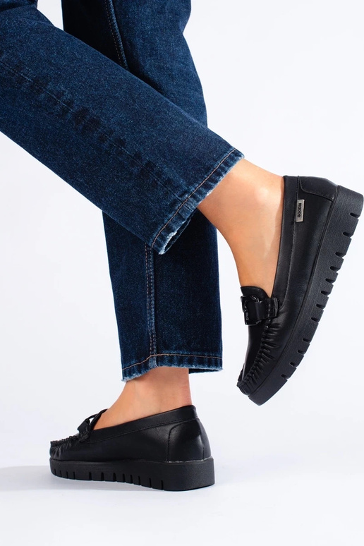 Mokassins aus Öko-Leder in schwarzer...