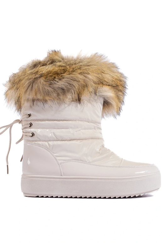 Cremefarbene Damen-Schneestiefel mit...