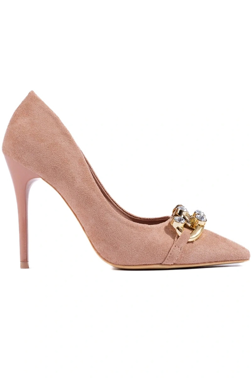 Rosa Wildleder High Heels mit Kette...