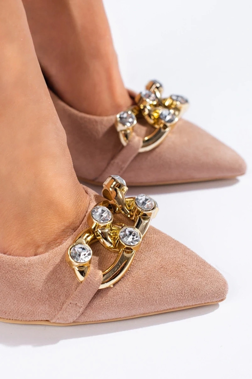 Rosa Wildleder High Heels mit Kette...