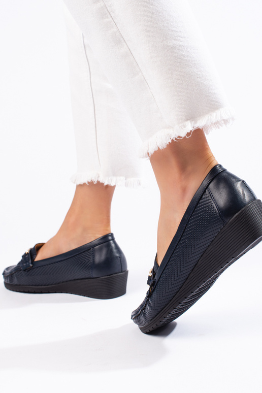 Marineblaue Damenmokassins