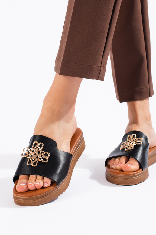 Modische Damenhausschuhe in schwarzer...