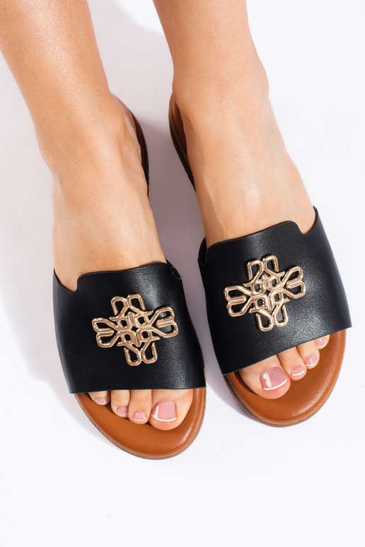 Modische Damenhausschuhe in schwarzer...