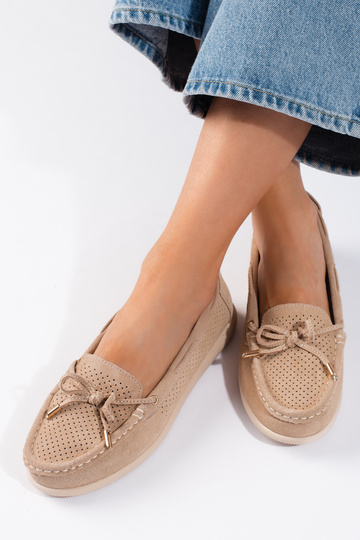 Beige Damenmokassins 2