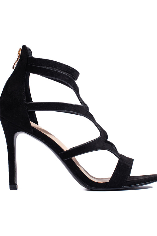 schwarze Sandalen mit dünnem Absatz schwarze Sandalen mit dünnem Absatz