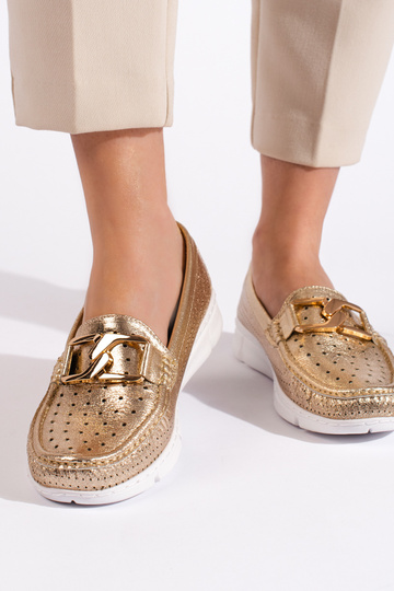 goldfarbene Damenmokassins 2