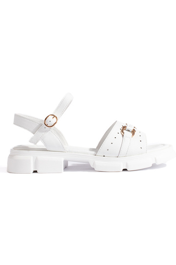 Weiße Ledersandalen für Frauen