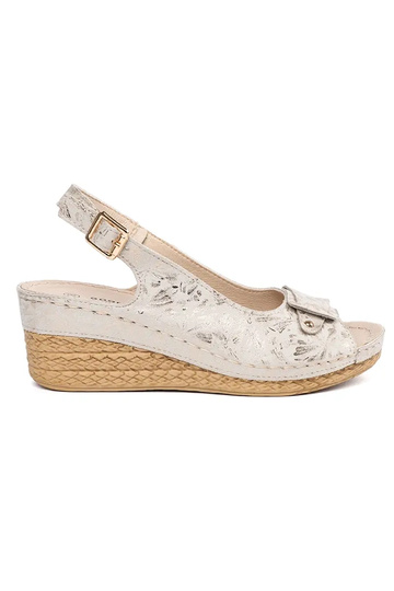 Beige Sandalen-Espadrilles
