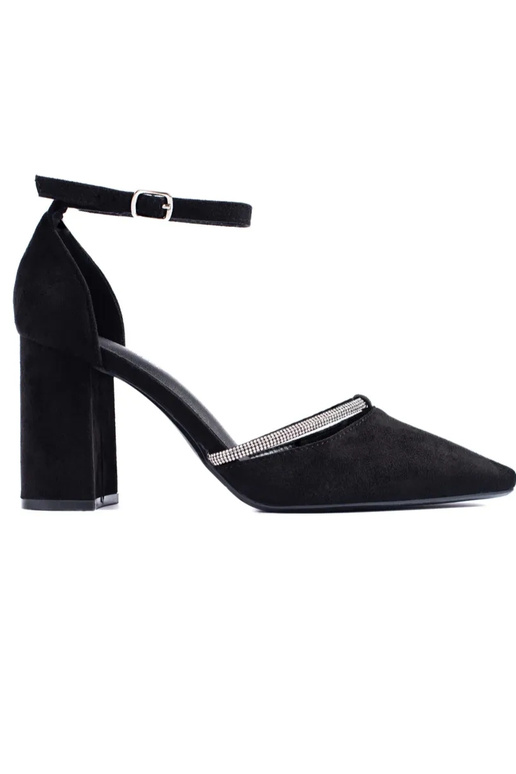 Schwarze Wildleder-High-Heels an der...