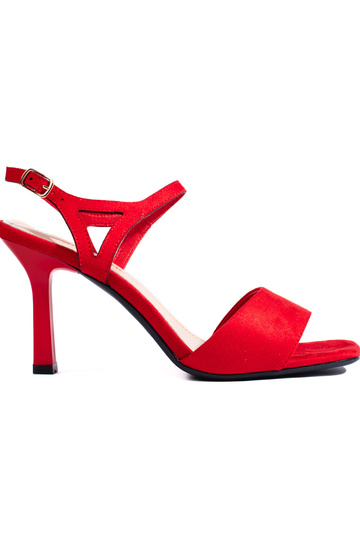 rote Sandalen mit dünnem...