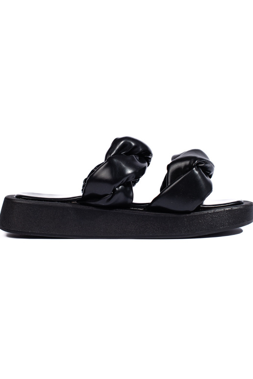 Schwarze Hausschuhe mit dicker Sohle Schwarze Hausschuhe mit dicker Sohle