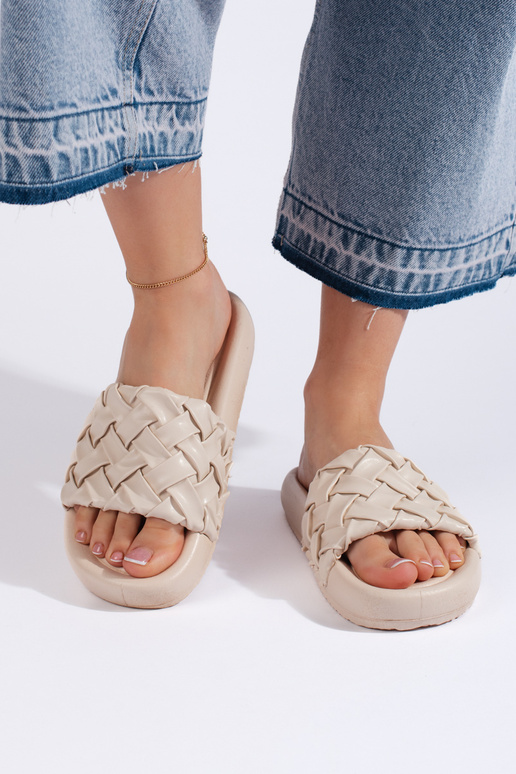 mit Mustern beige Hausschuhe