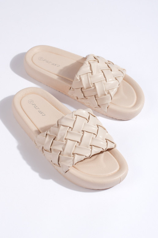 mit Mustern beige Hausschuhe