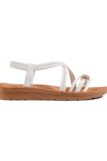 weiße Sandalen mit rauen...