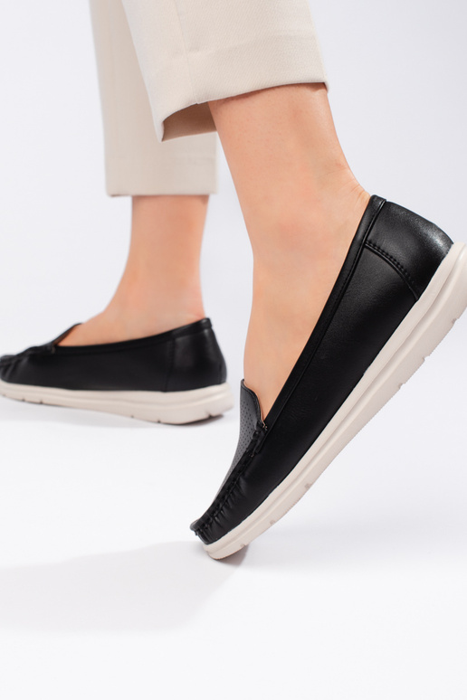 schwarze Damenmokassins