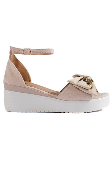 Beige Sandale mit Schleife