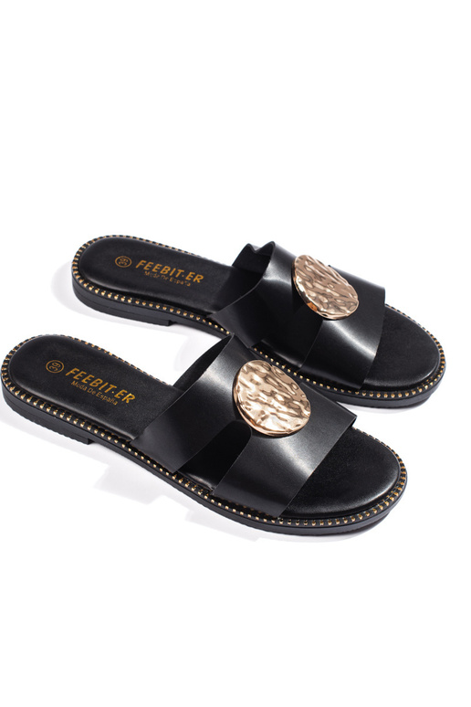 Klassische schwarze Hausschuhe