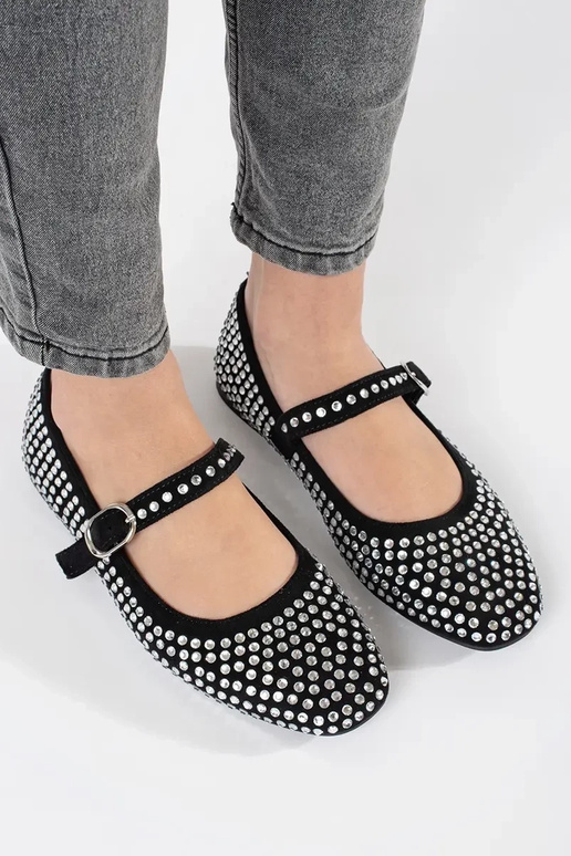 schwarze Damenballerinas z ćĮietkami schwarze Damenballerinas z ćĮietkami