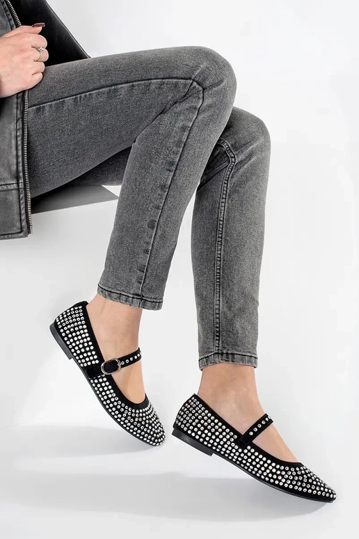 schwarze Damenballerinas z ćĮietkami schwarze Damenballerinas z ćĮietkami