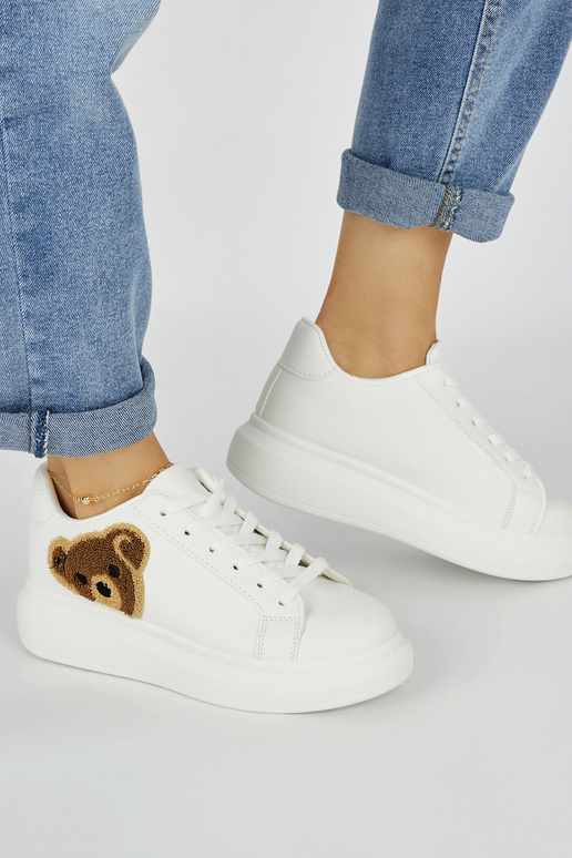 weiße Damen-Sportschuhe mit Teddybären weiße Damen-Sportschuhe mit Teddybären