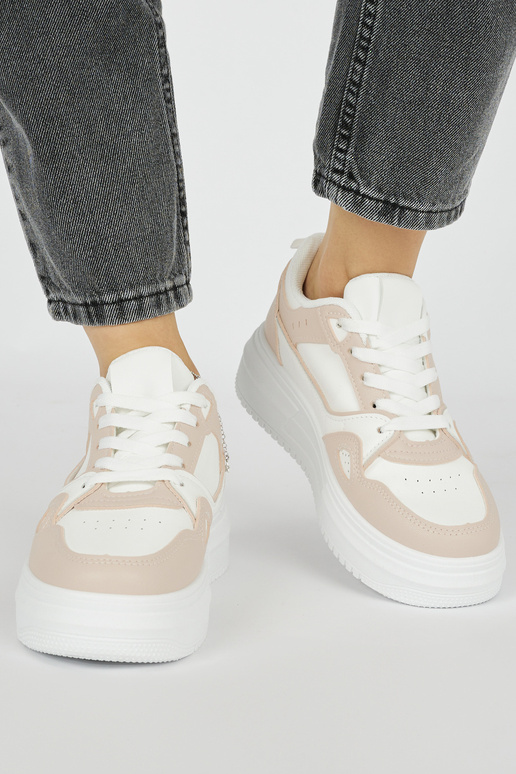 Weiß-rosa Damen-Sportschuhe mit Plateau Weiß-rosa Damen-Sportschuhe mit Plateau