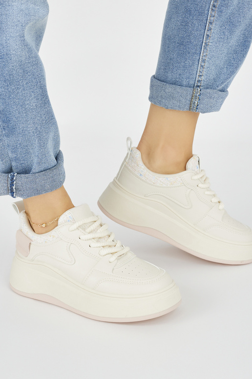 Cremefarbene Damen-Sneakers,...