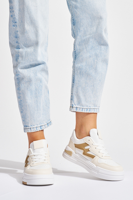 Weiß-beige Sneakers-Modellschuhe mit... Weiß-beige Sneakers-Modellschuhe mit...