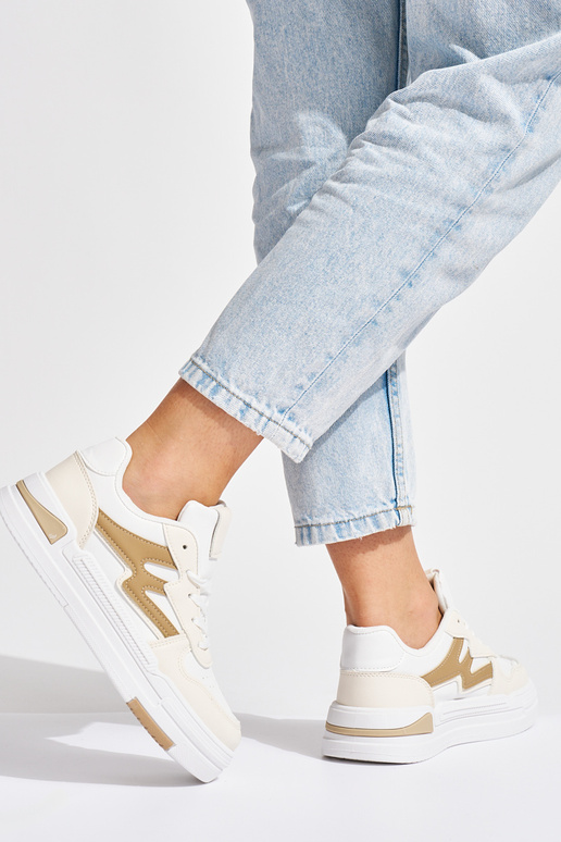 Weiß-beige Sneakers-Modellschuhe mit... Weiß-beige Sneakers-Modellschuhe mit...