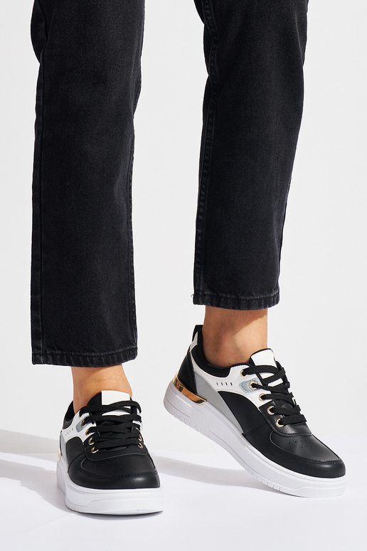 schwarze Sportschuhe mit Plateau schwarze Sportschuhe mit Plateau