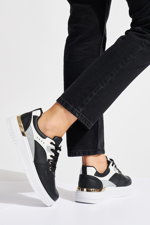 schwarze Sportschuhe mit Plateau schwarze Sportschuhe mit Plateau