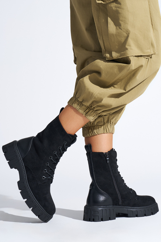 Schwarze Schnürstiefel für Damen