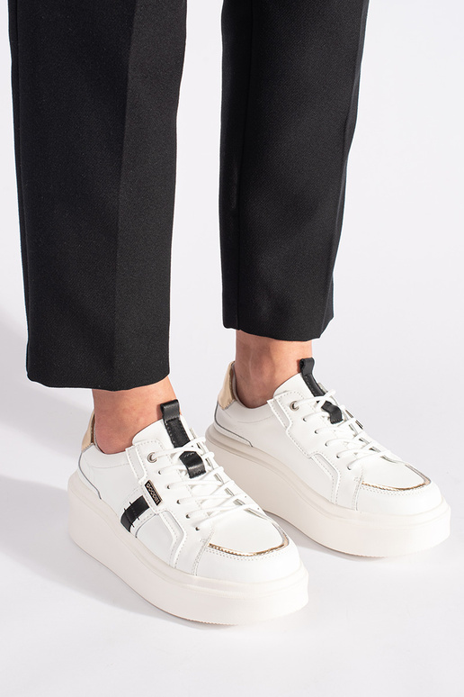 Weiße Leder-Sneaker-Modellschuhe mit...