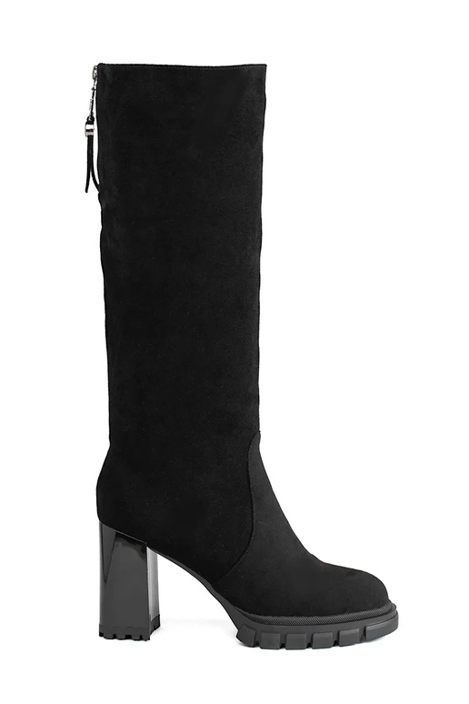 schwarze Wildlederstiefeletten mit...