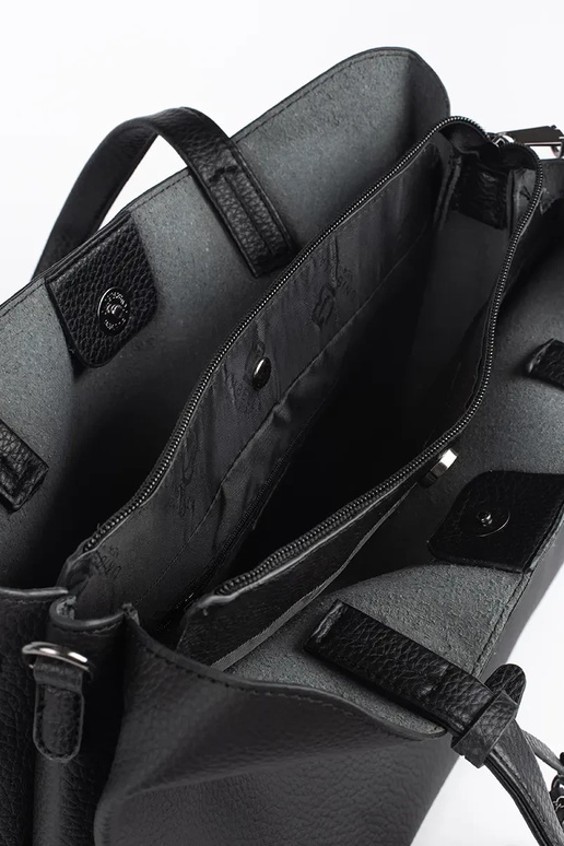 schwarze große Handtasche mit Fransen