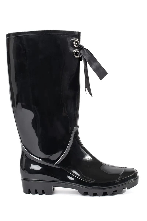 Schwarze Lackgummistiefel