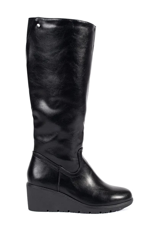 schwarze Keilstiefel