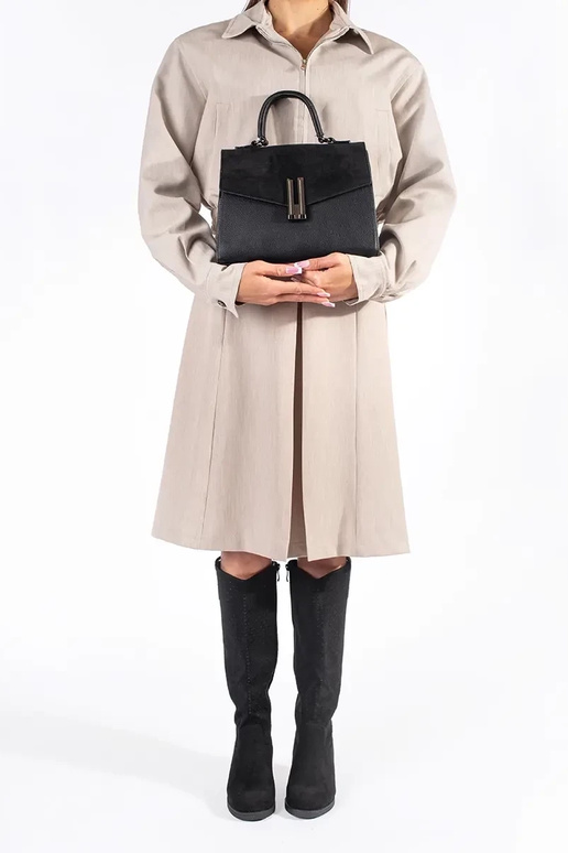 schwarze Wildlederstiefel mit...